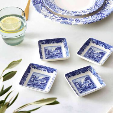 Blue Italian Square Dishes, Set of 4